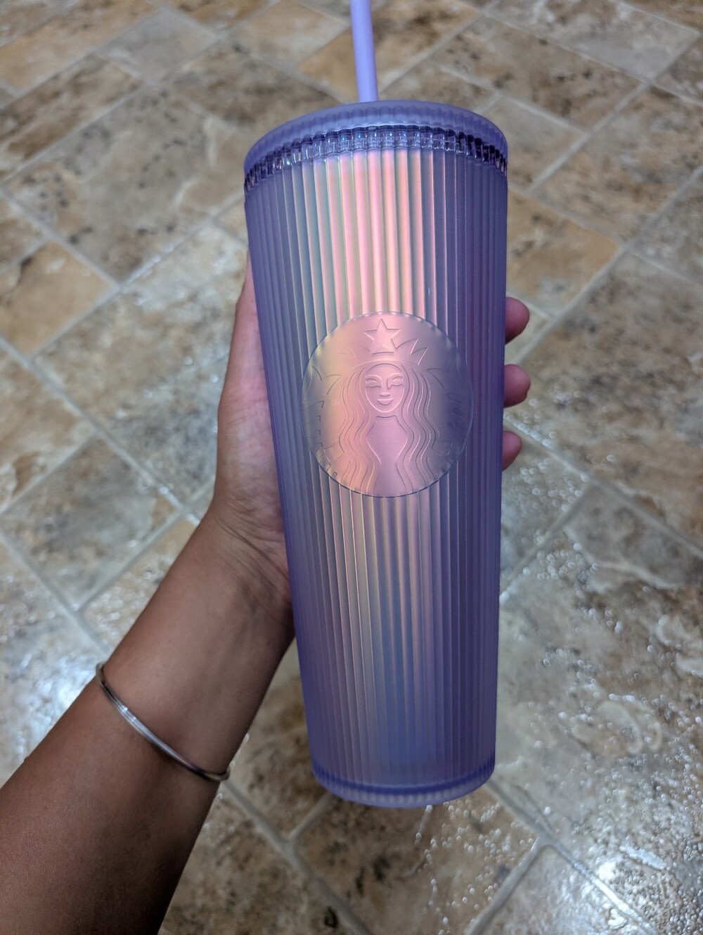 Starbucks Lavender Iridescent Plastic Tumbler with Straw